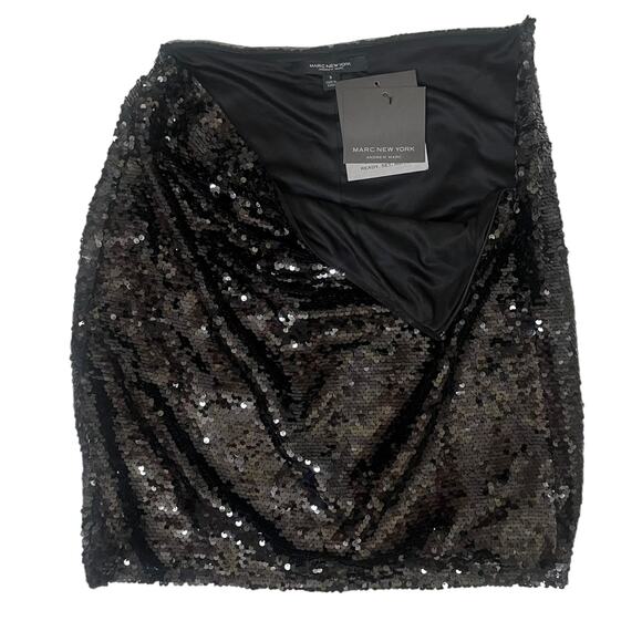 NEW Marc New York by Andrew Marc black sequined mini skirt - Picture 6 of 7